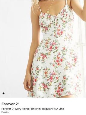 Forever 21 Ivory Floral Print Mini Regular Fit A Line Dress